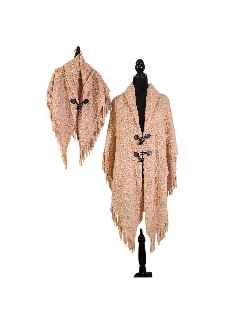 MIXIT Mommy and Me Pink Knit Poncho Set, One Size